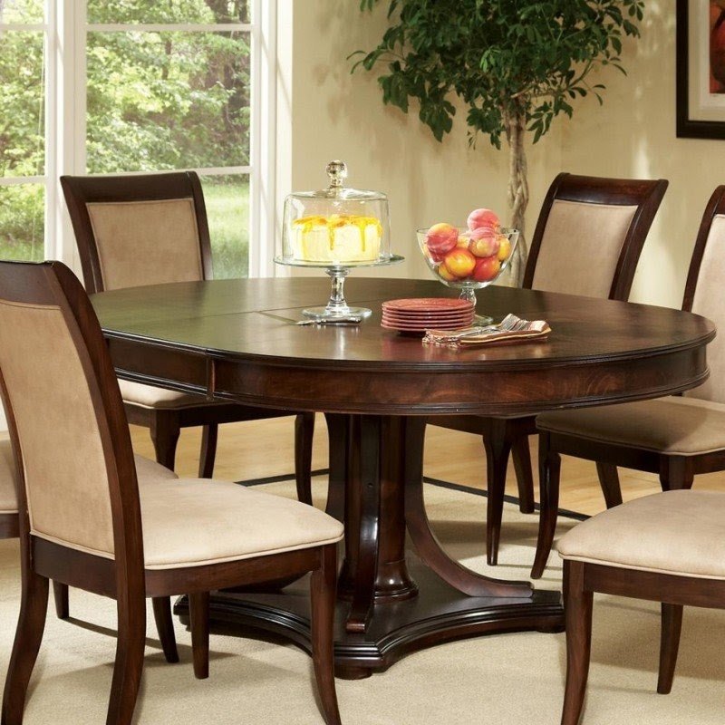 Marseille transitional round top dining table with pedestal base