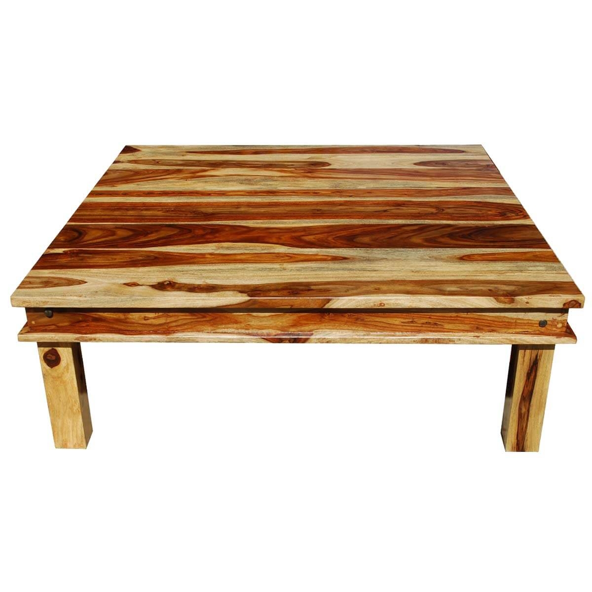 Rustic large square coffee table solid wood cocktail furniture sku