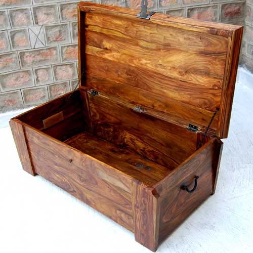 Solid wood handmade storage trunk chest box coffee table wrought