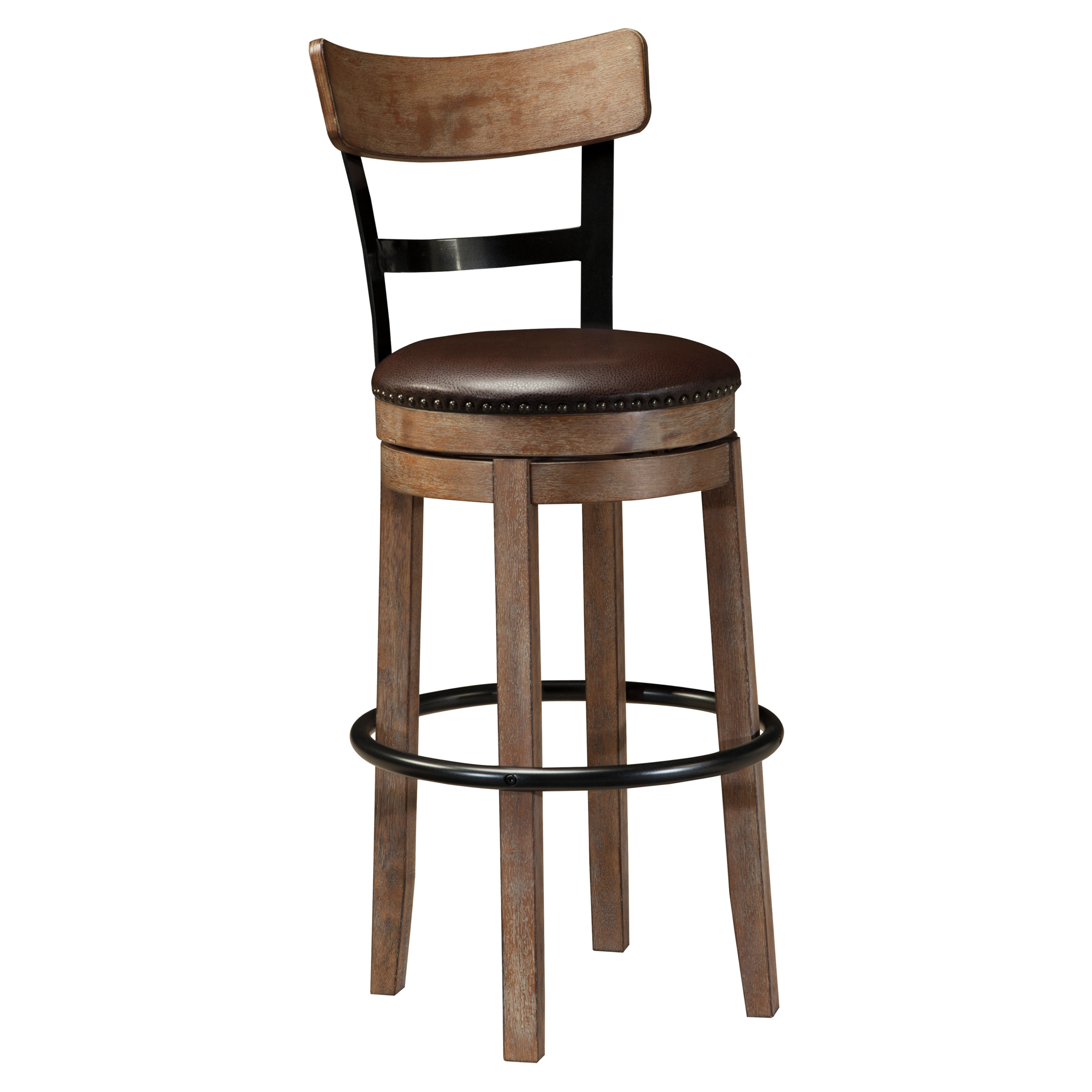 Swivel barstool with wood metal backrest conlins furniture bar