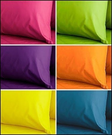 Bright colored bed sheets