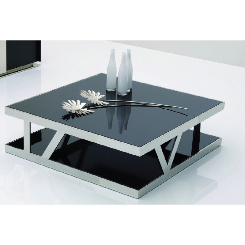 Square glass coffee table contemporary 3