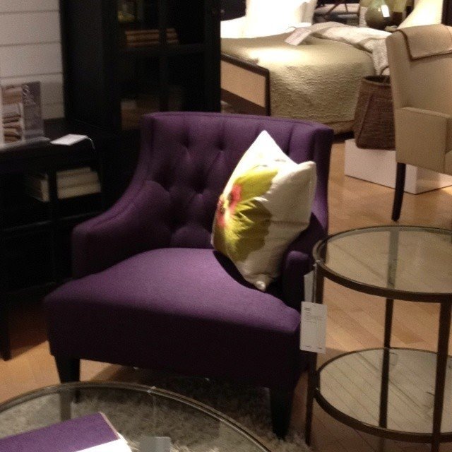 The perfect purple armchair courtesy of crate barrel