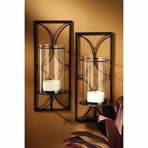 Transitional iron hurricane wall candle sconce s2