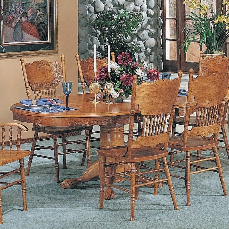 oak pressed back dining room chairs