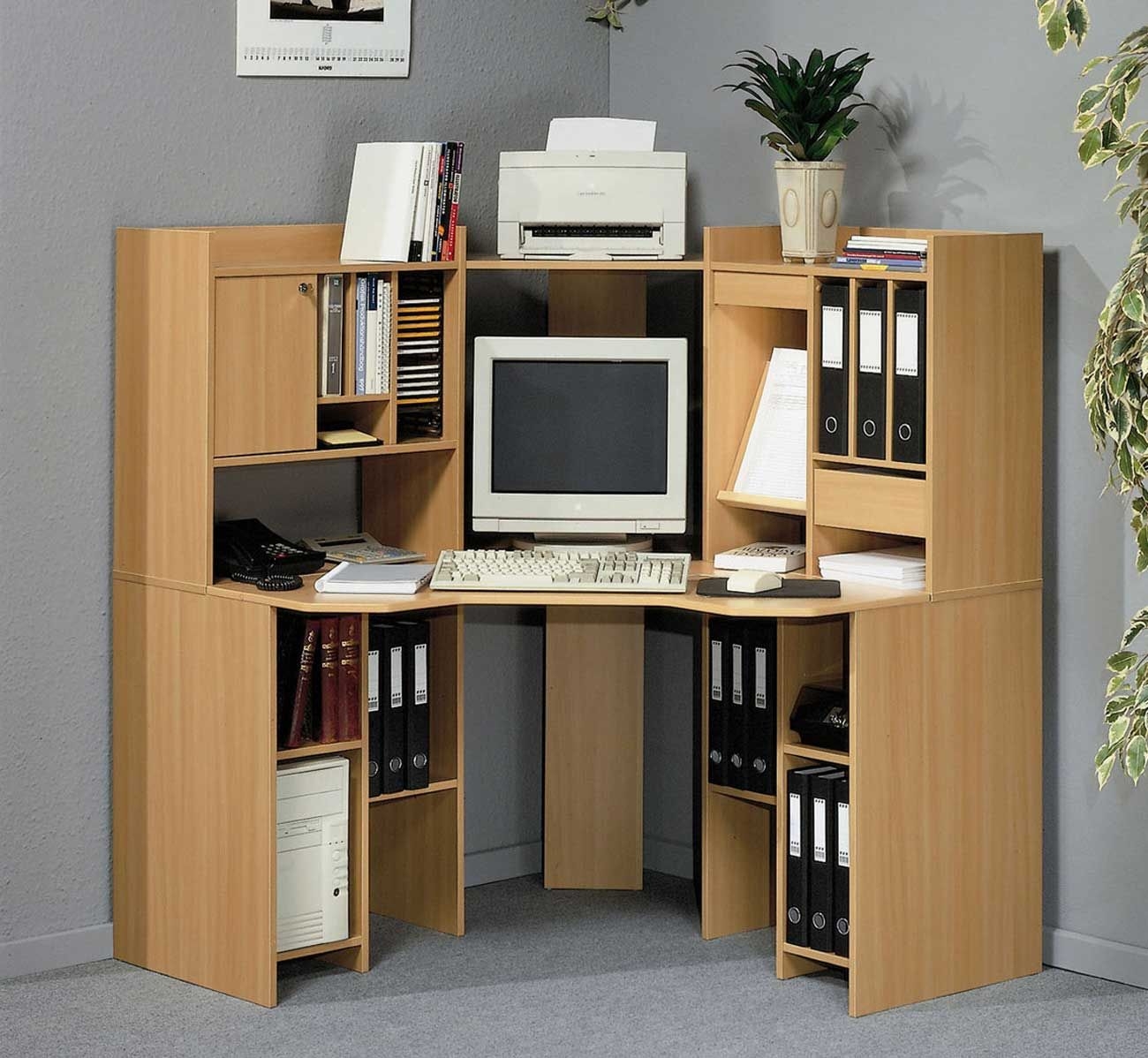 Red Barrel Studio® 59 Computer Desk with Storage Bookshelf, Home Office Desk  with Hutch, Writing Desk