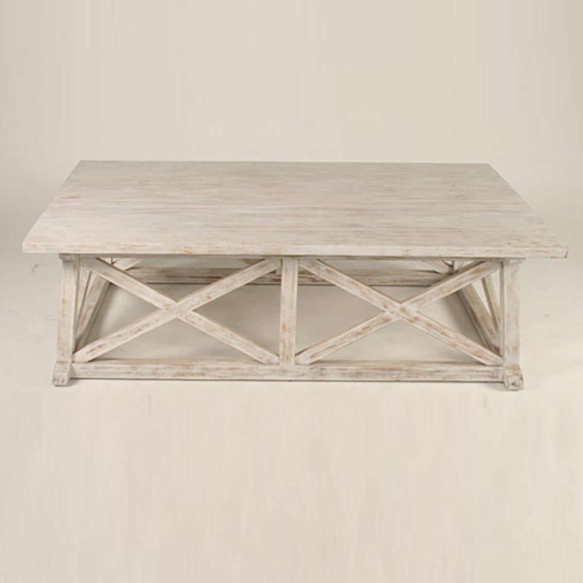 Hampton white washed mahogany coffee table 60 l x 34