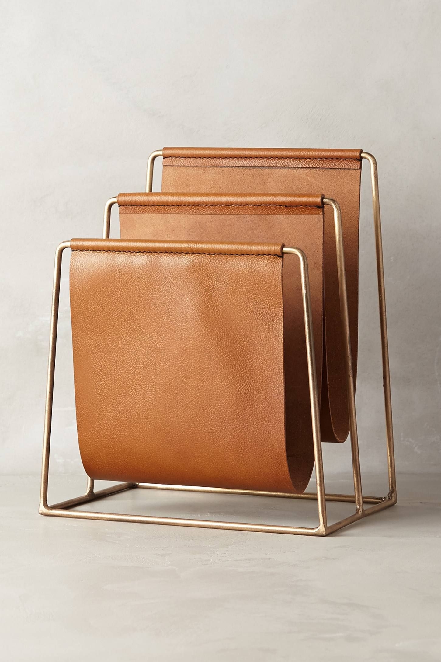 Leather Magazine Rack 3 