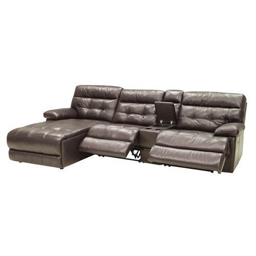 Leather sofa with chaise and recliner