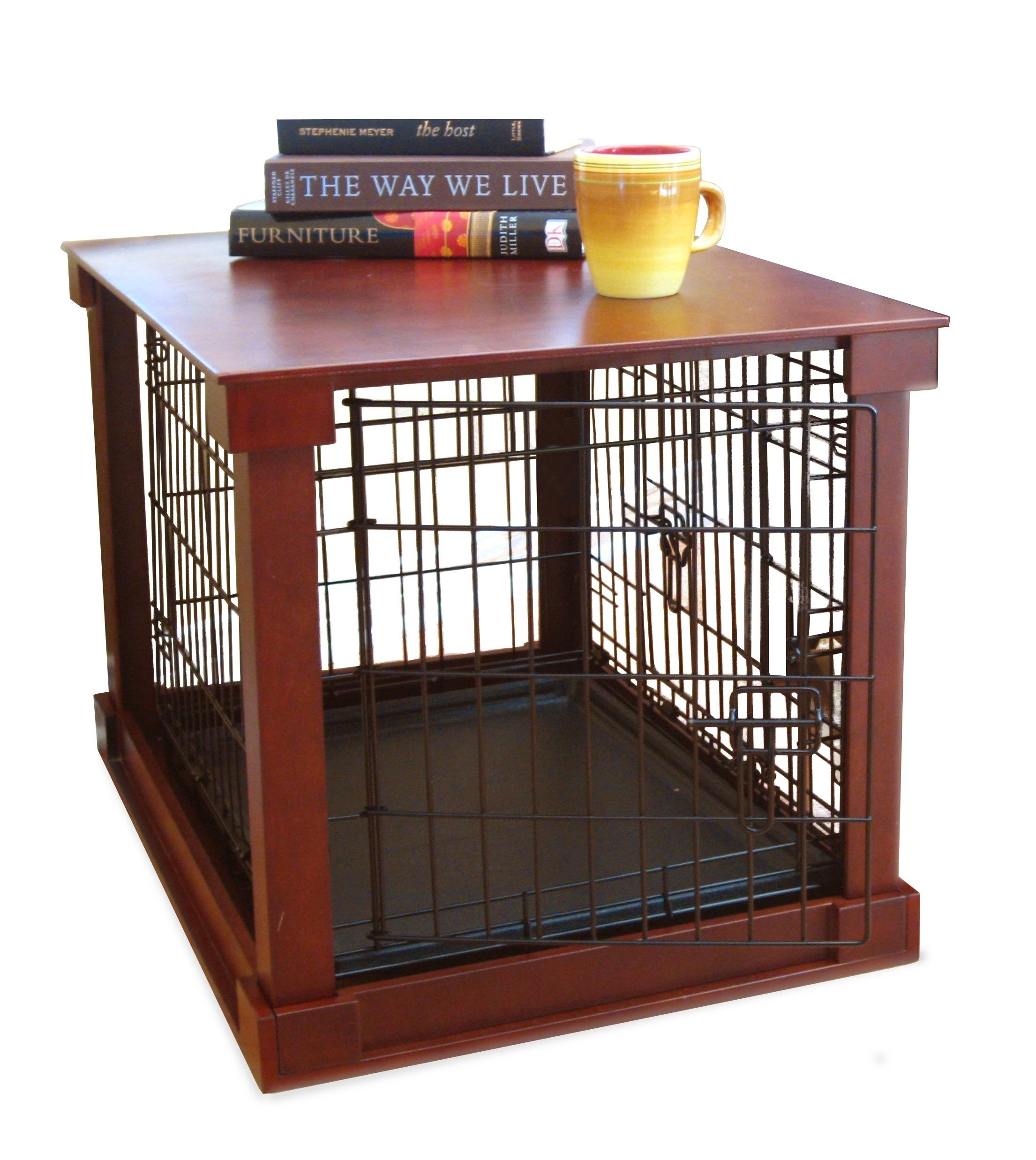 Merry products dog crate with wooden cover