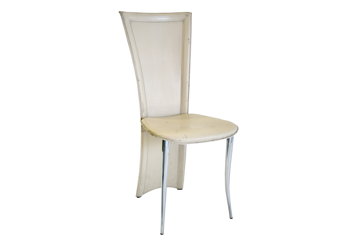 WHITE LEATHER LUXURY ITALIAN STYLE DINING CHAIR 