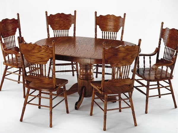 oak pressed back dining room chairs