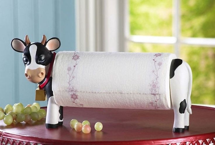 Decorative country cow paper towel holder
