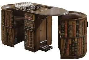 Leather Tables Foter Leather Library Table With 2 Nesting Chairs