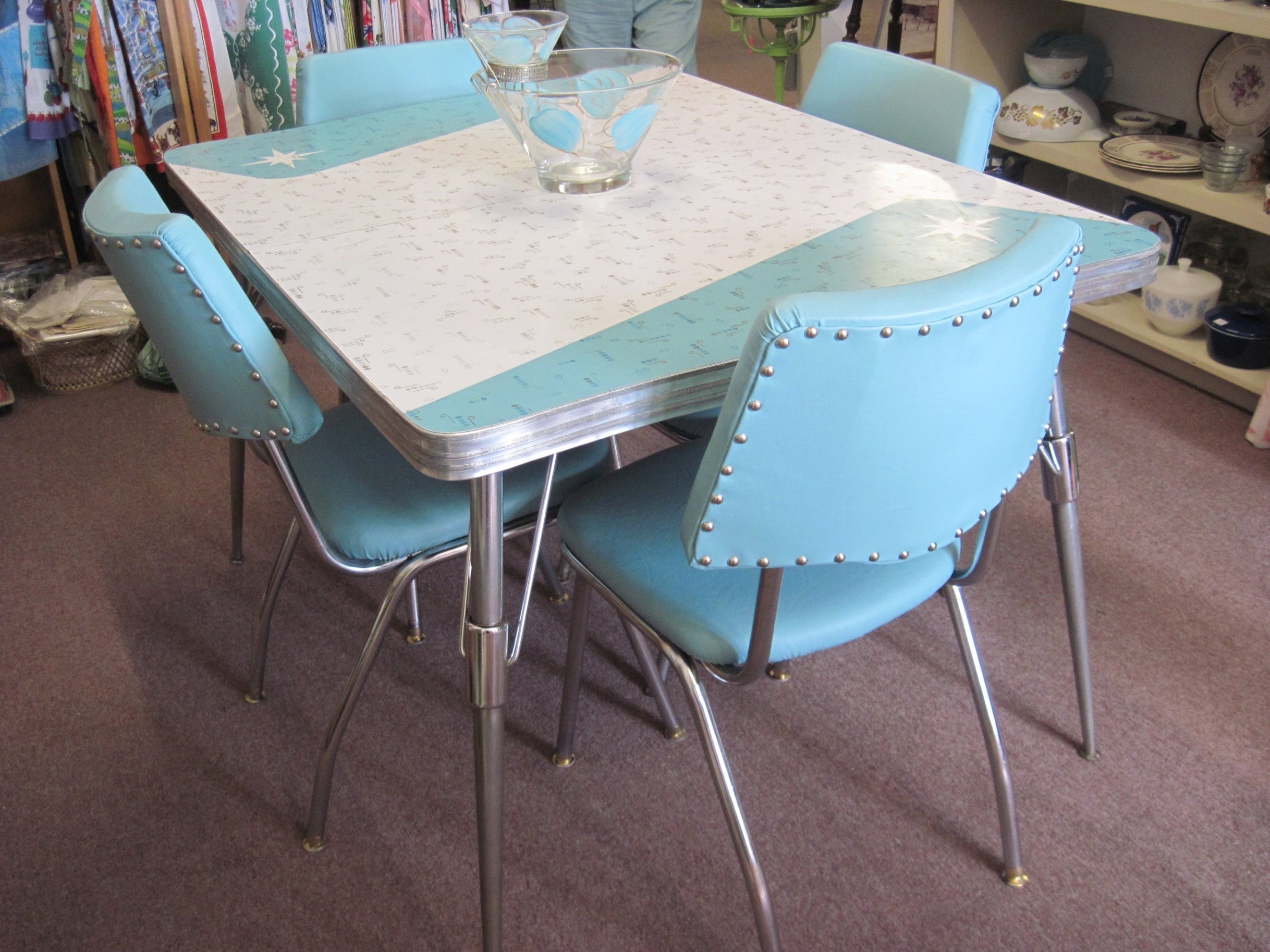 teal retro dining chairs