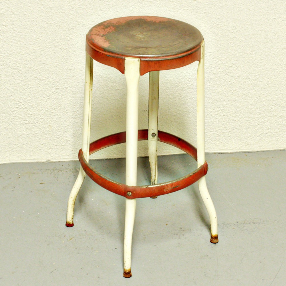 Vintage stool kitchen stool chair red