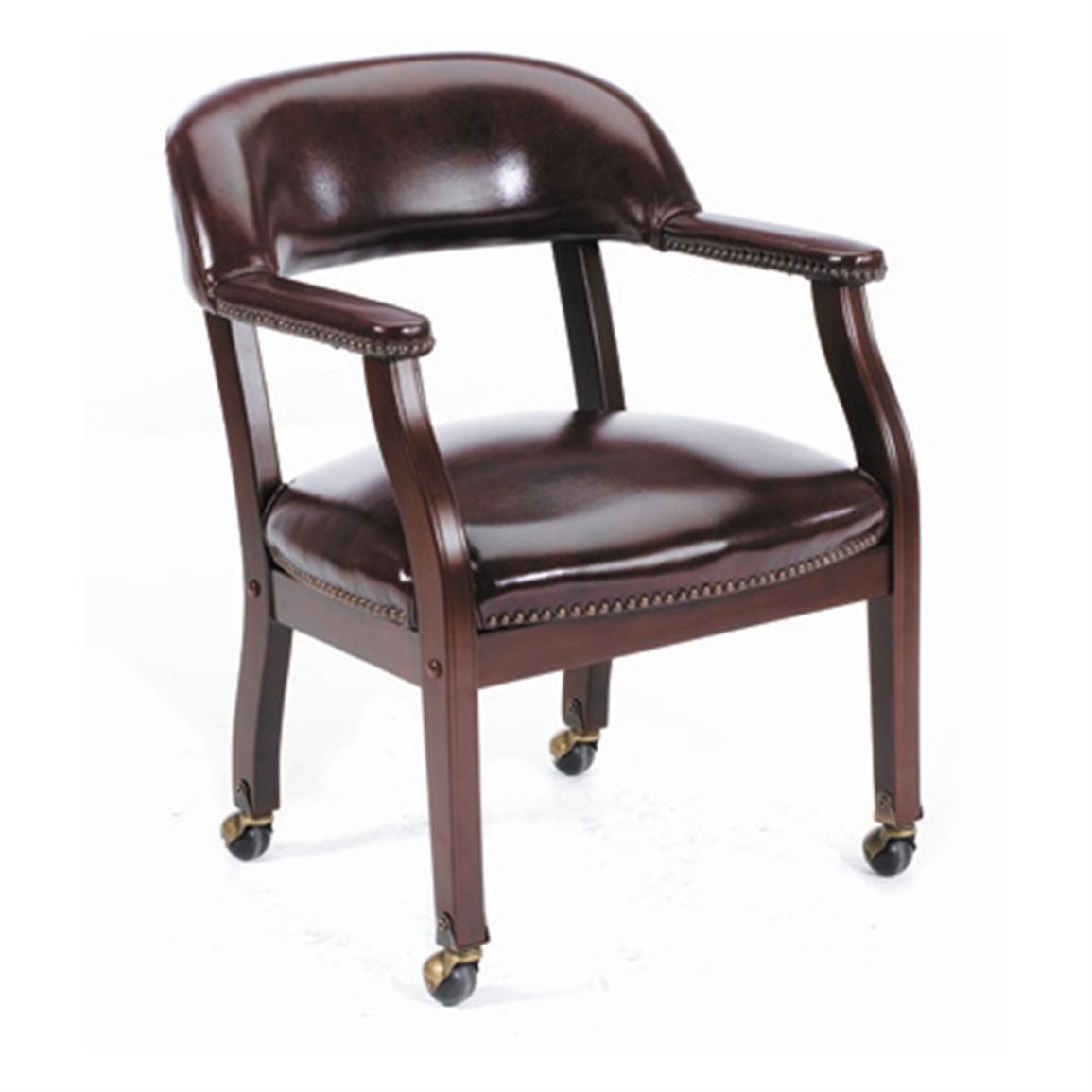 Boss chair b9545 guest chair with casters mahogany frame black