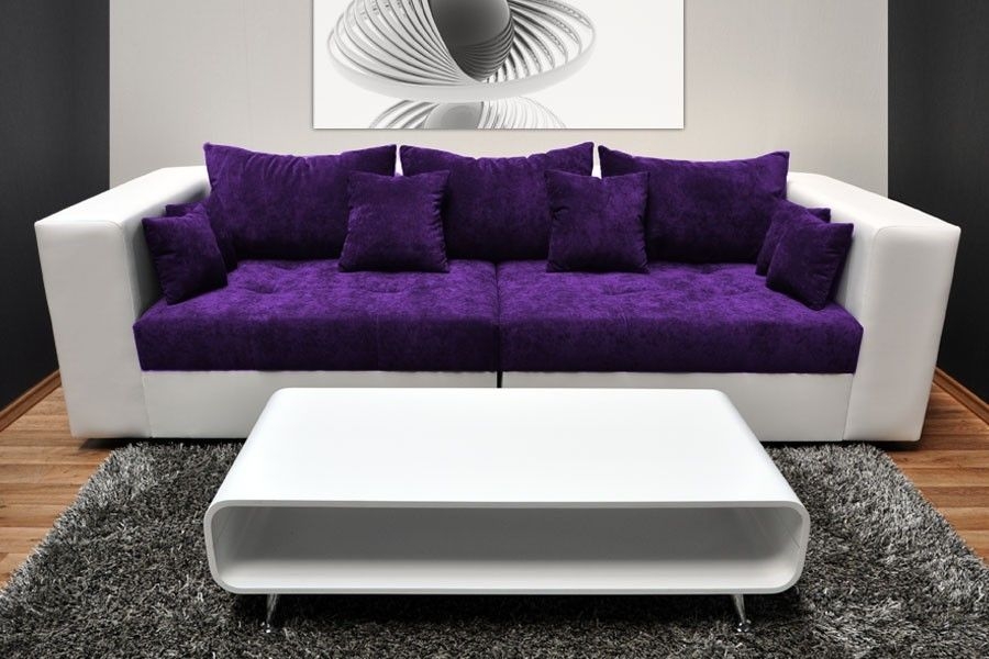 Fabulous white purple big sofas modern coffee table grey rug
