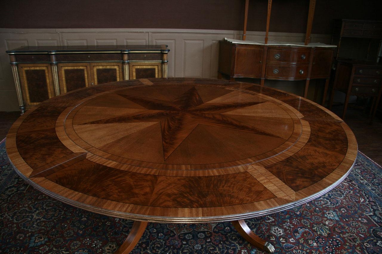 Large Round Mahogany Dining Table W Leaves Perimeter
