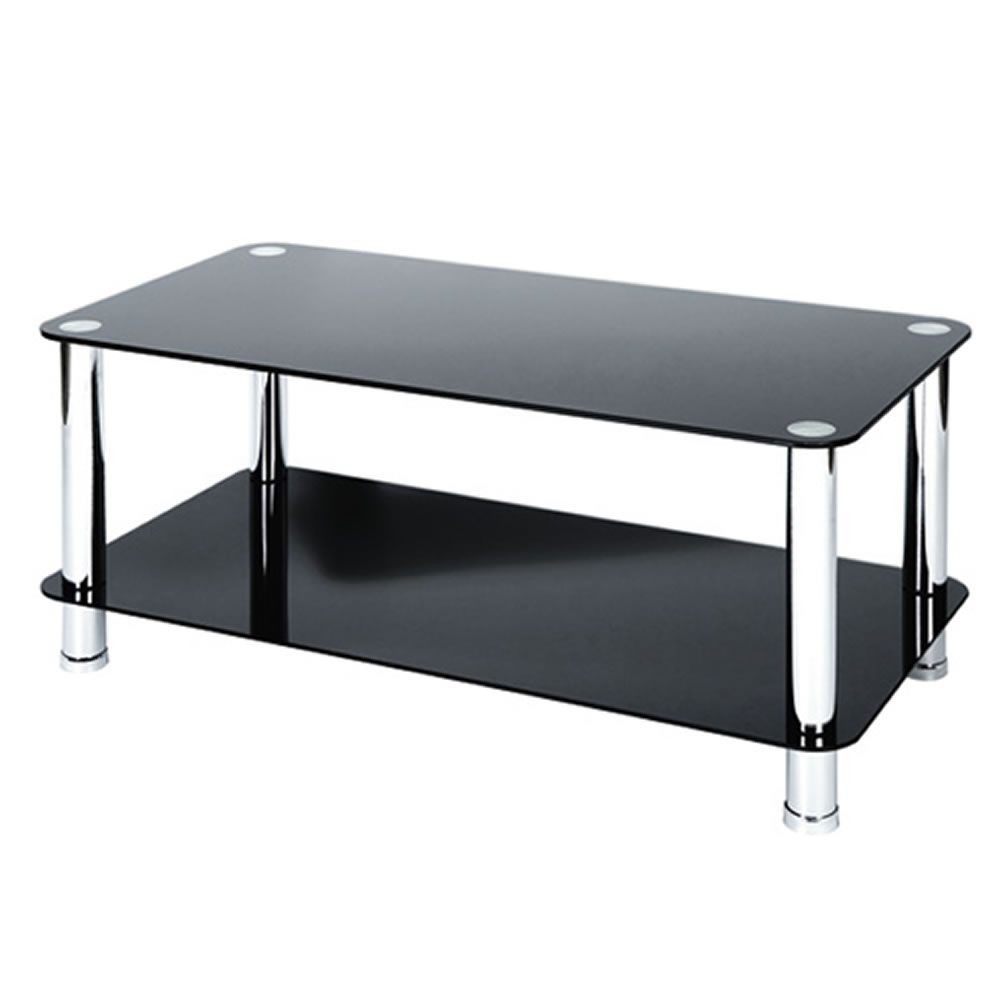Levv milano black glass coffee table with chrome legs