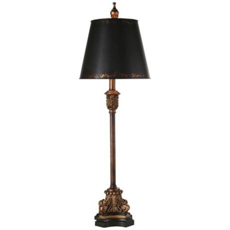 Montmartre black and antique gold scroll buffet lamp