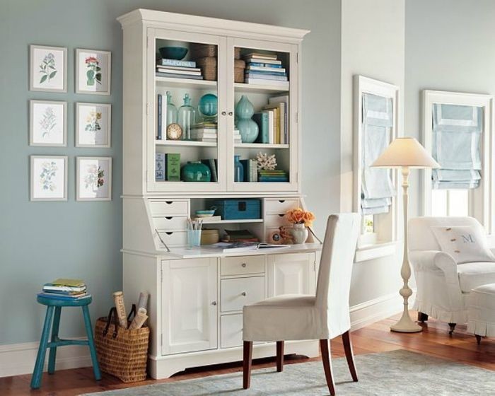 Painted secretary desk with hutch