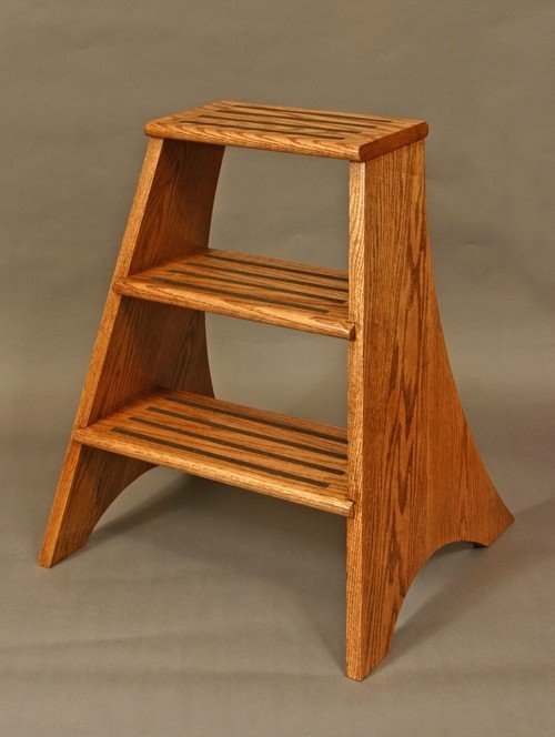 Red oak library step stoolwood red oakjoinery slotted steps and