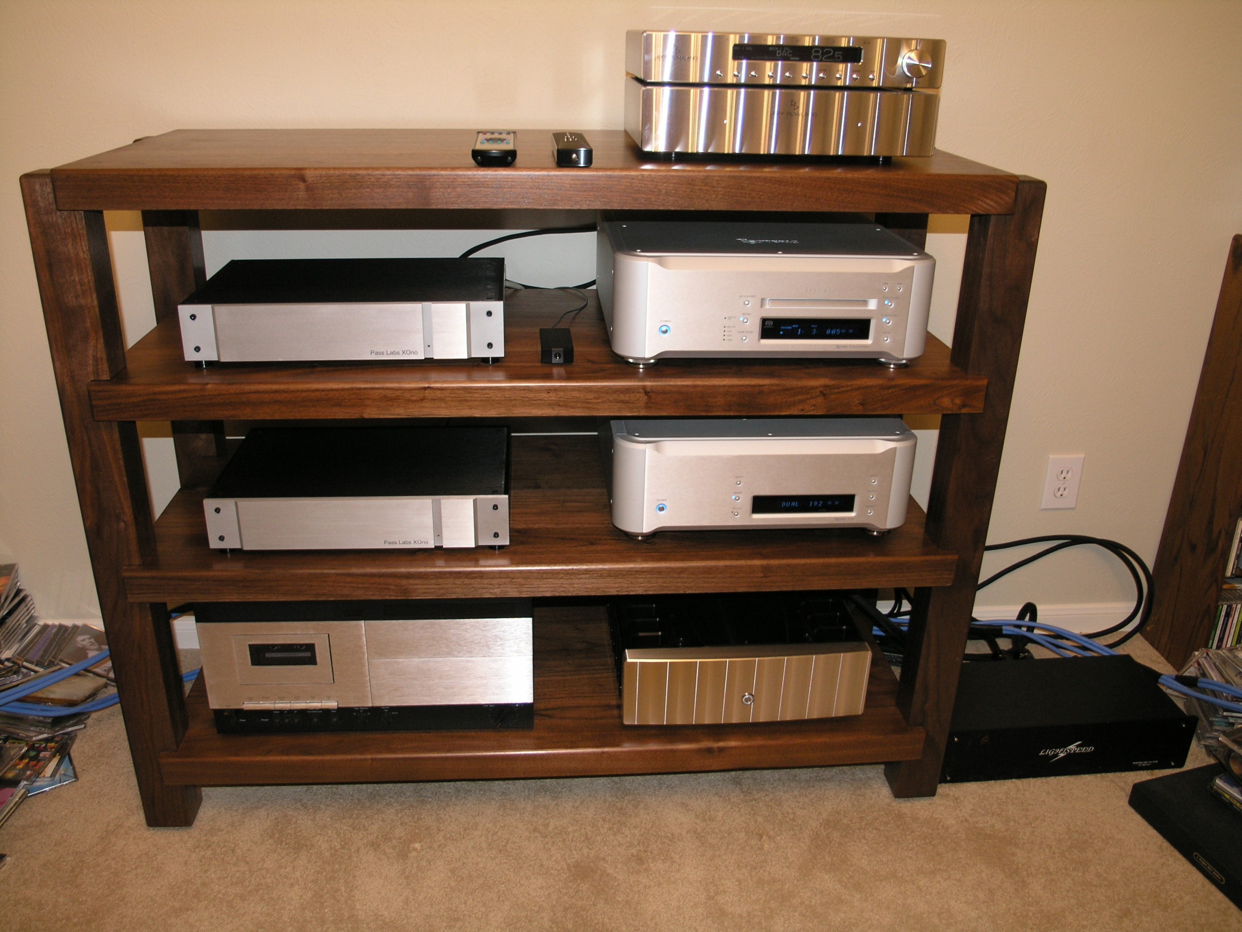 Walnut high end audio stereo rack 2 thick walnut with