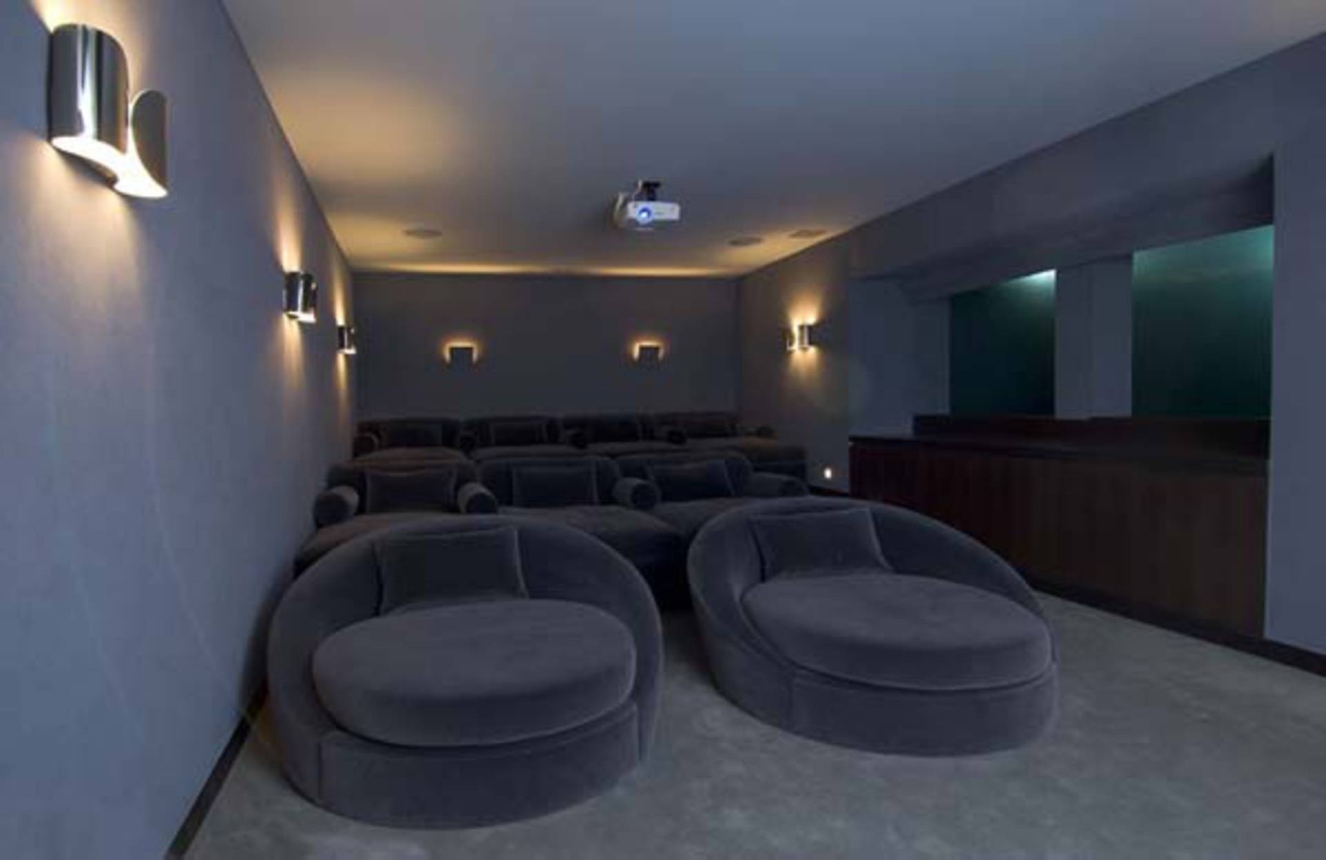 Whipple russell architects grey comfortable sofa for home theater