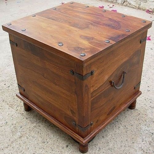 1a rustic square storage trunk box coffee side end table