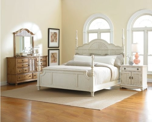 Furniture summertime collection 4378 3 distressed white poster bedroom 1