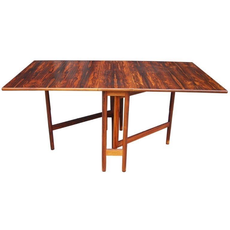 Norwegian rosewood drop leaf dining table