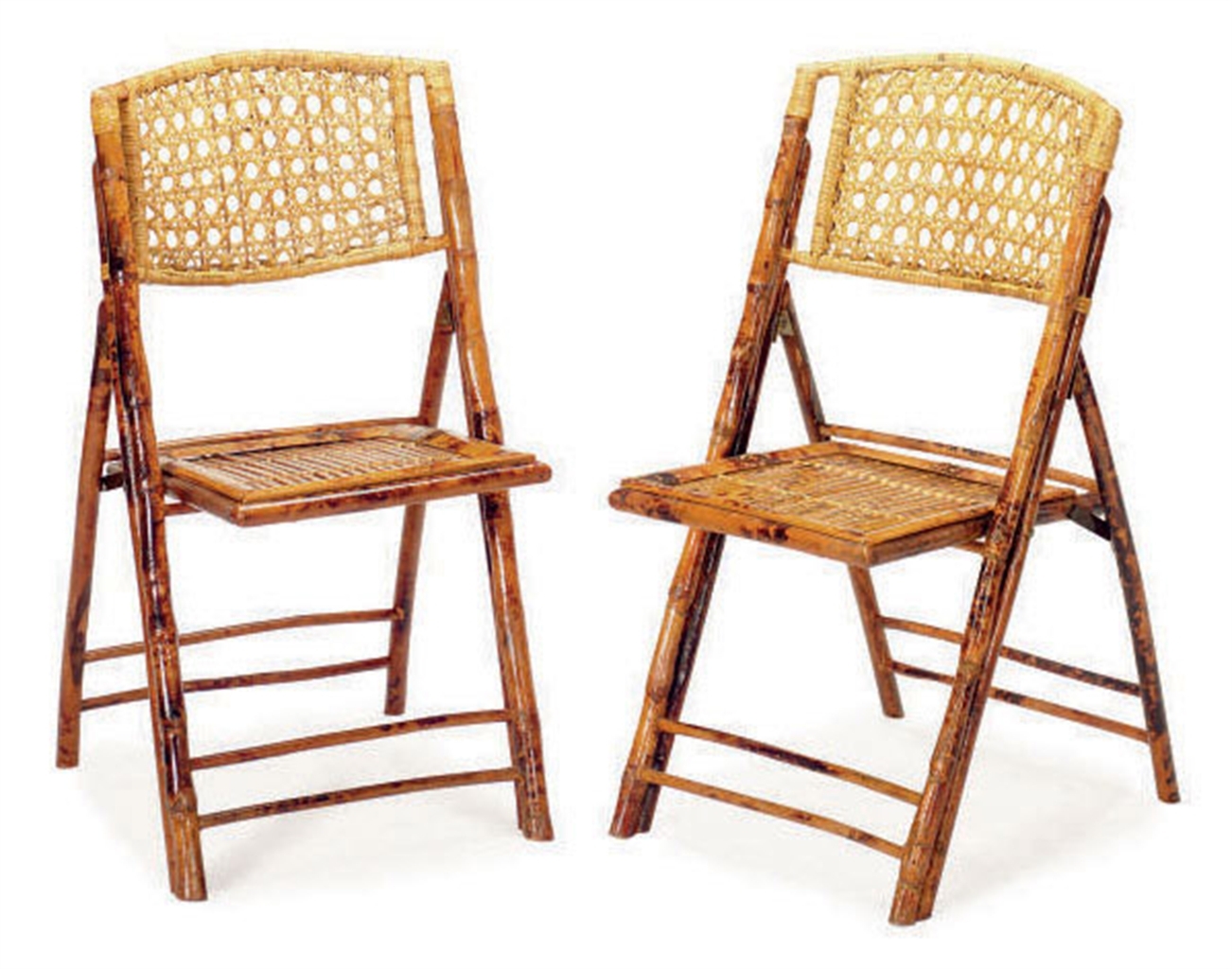 Set Of Eight Bamboo And Rattan Folding Chairs 