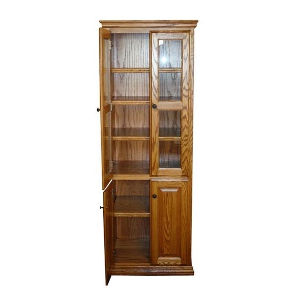 Traditional oak bookcases with full doors glass wood 24 w