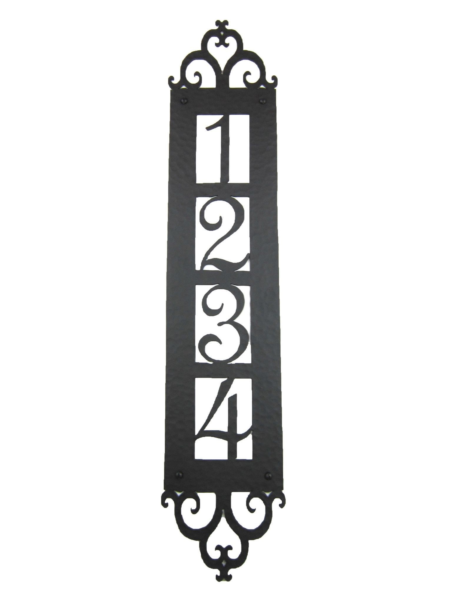 Vertical wrought iron address plaques mediterranean house numbers