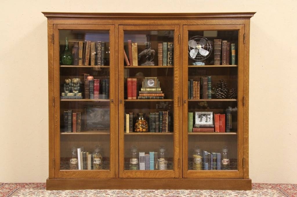 Wooden bookcases with glass doors 1