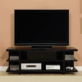 Altra open shelf tv stand with reversible back panels for