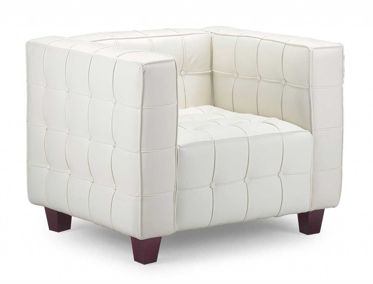 Italian modern white leather chair with arm