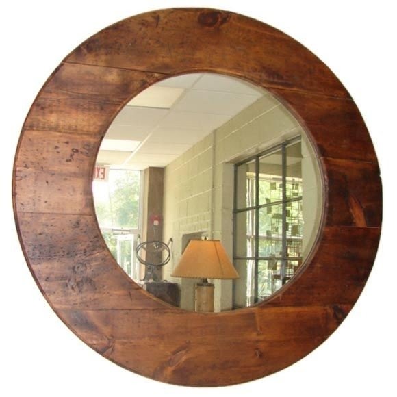 Large round barn wood mirror