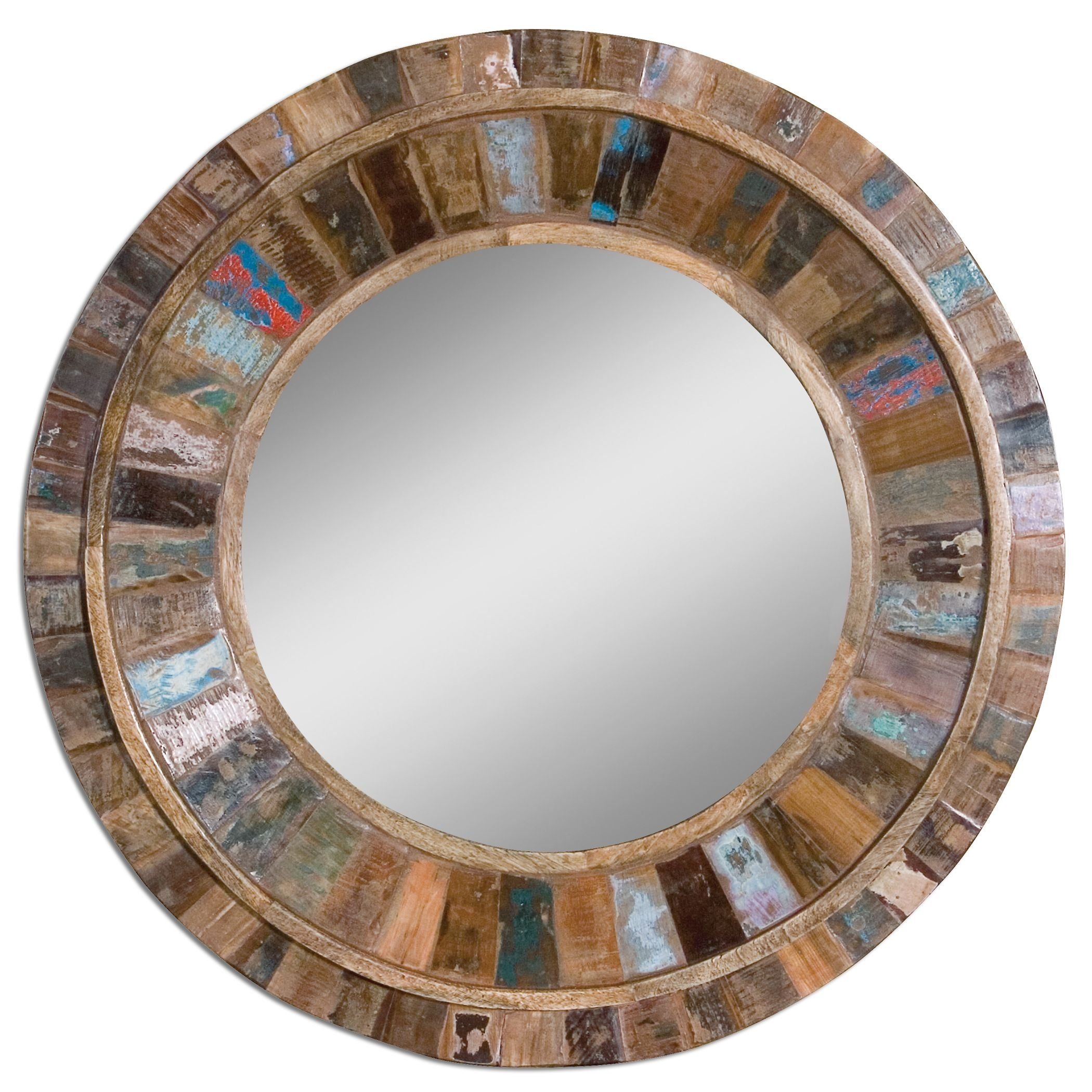 Large round wood mirror 1