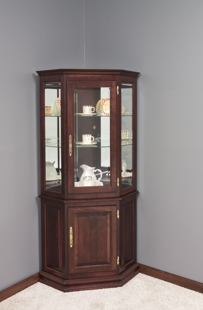 Modern corner curio cabinet