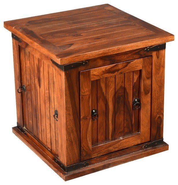 Square storage box trunk end table rustic side tables and
