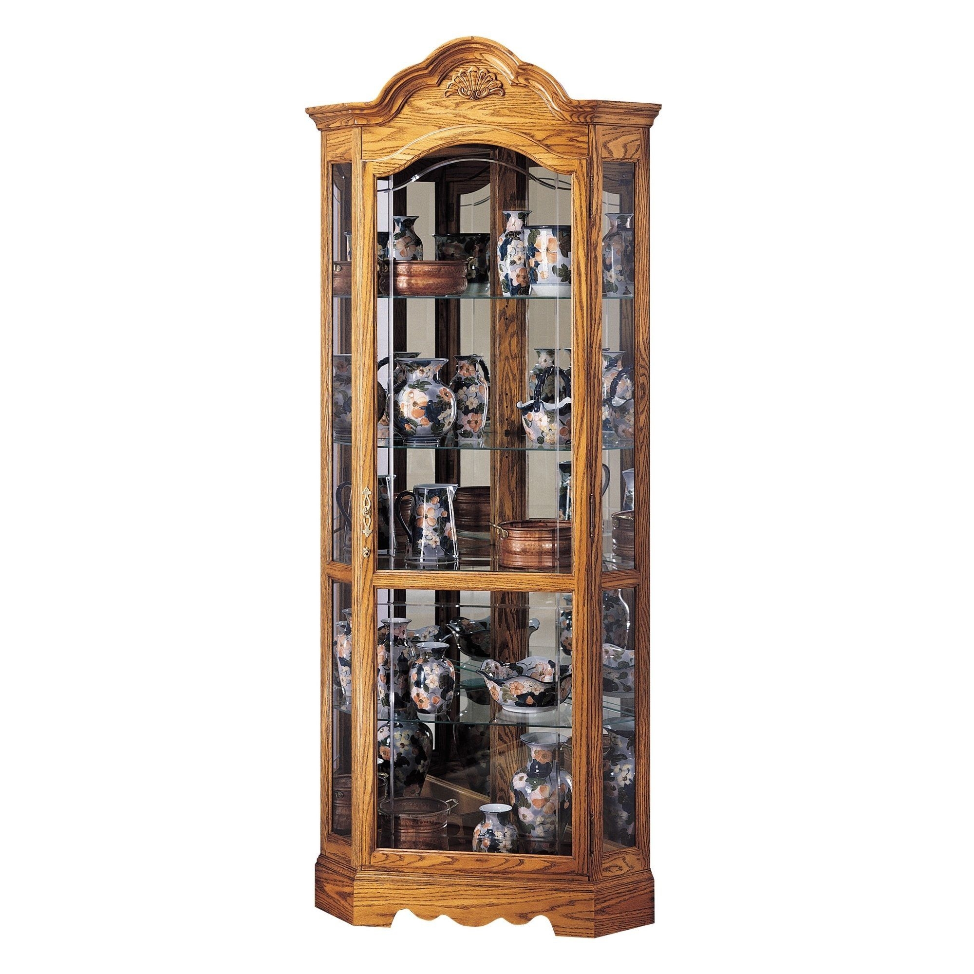 Locking Curio Cabinet Ideas On Foter   Wilshire Corner Display Curio Cabinet By Howard Miller 