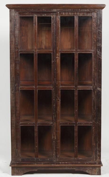 82 h large display curio cabinet sun rustic finish solid