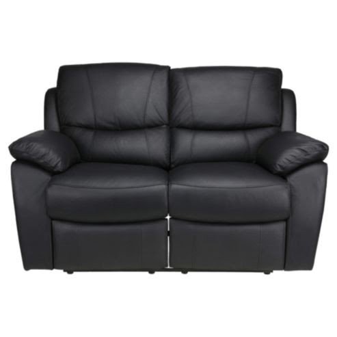 Austin small 2 seater leather recliner sofa black
