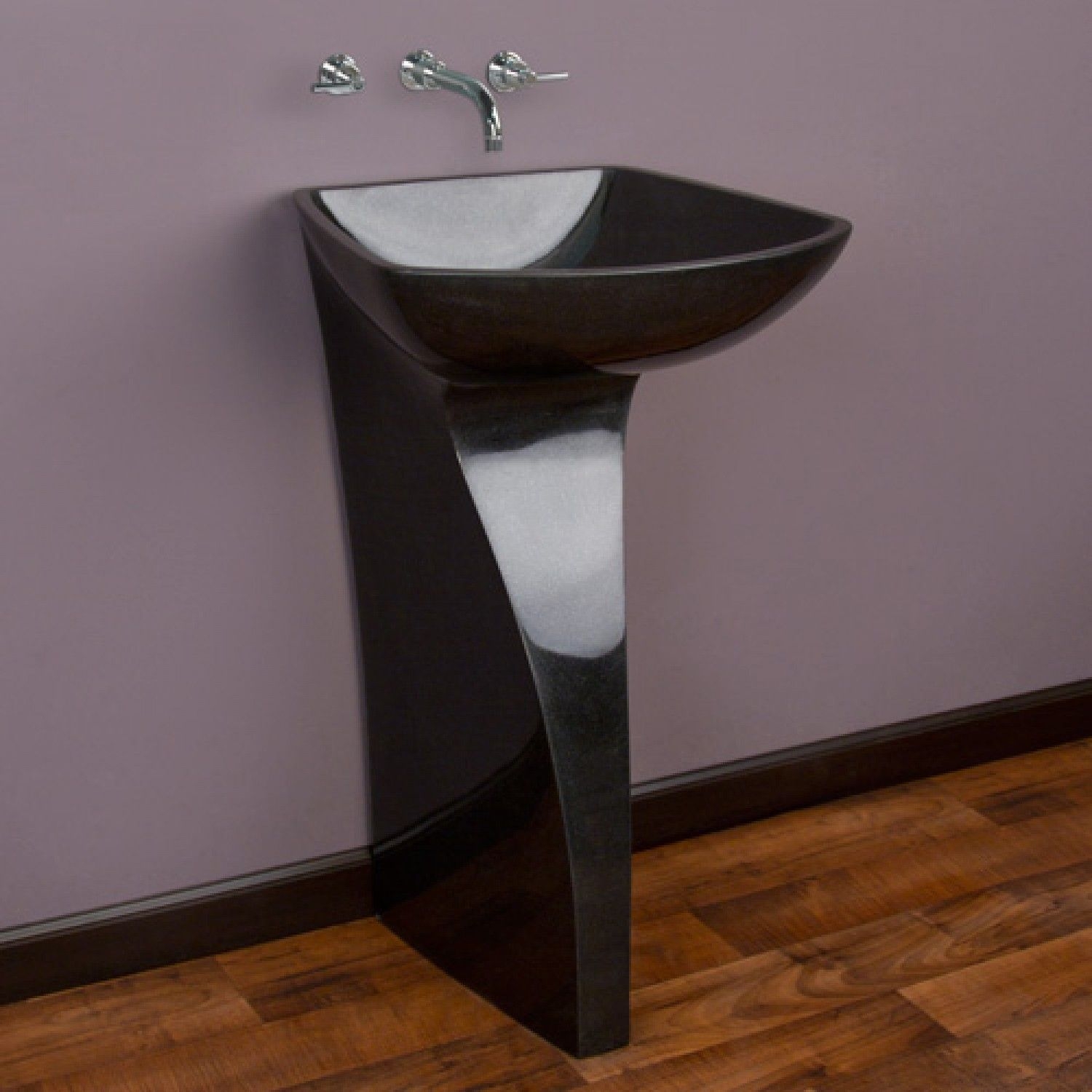 Black pedestal sink