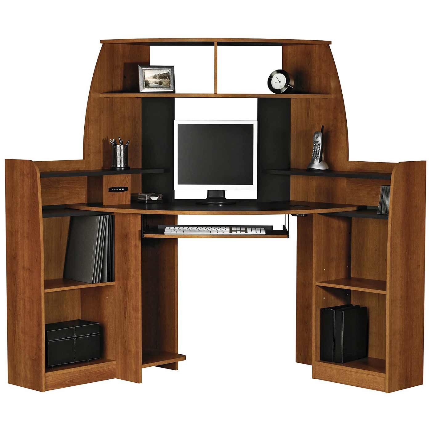 Desk with shelves on side