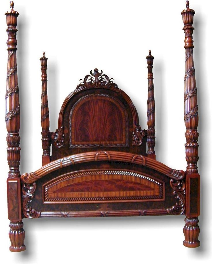 Four poster bed with flamed mahogany available in queen or