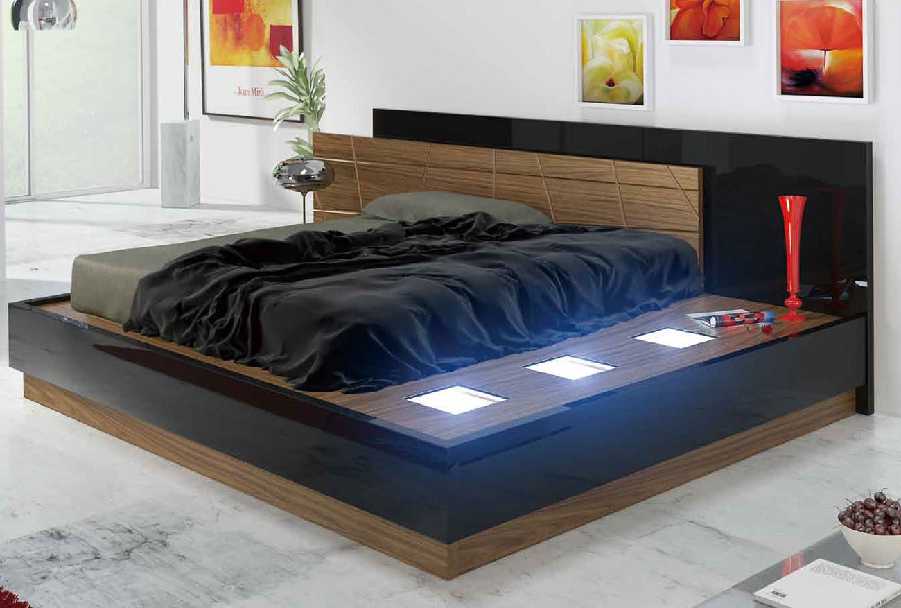 In spain leather modern platform bed with extra storage platform