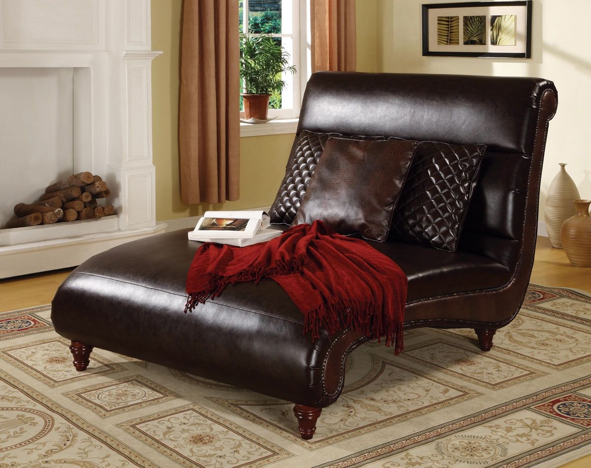 Kimberlee bonded leather match chaise lounger set espresso finish